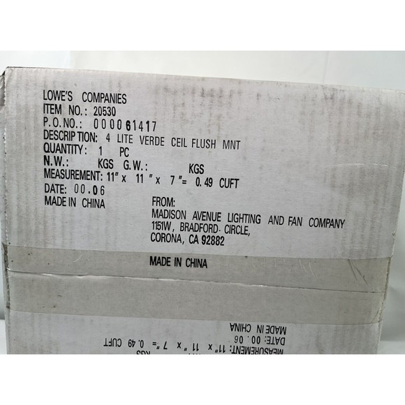 Vtg Madison Ave 4 Light Verde Ceil Flush Mnt 08241 Silver Tone Beveled Glass NOS - Picture 5 of 5